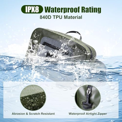 Goture Waterproof Fishing Waist Pack, IPX8 840D TPU Large Tackle Bag with Rod Holder, Airtight Zipper Closure, Fly Fishing Bag with Adjustable Waist Strap for Stream,Kayaking,Boating,Sling Fanny Pack - color: A1:9L Waterproof Tackle Bag
