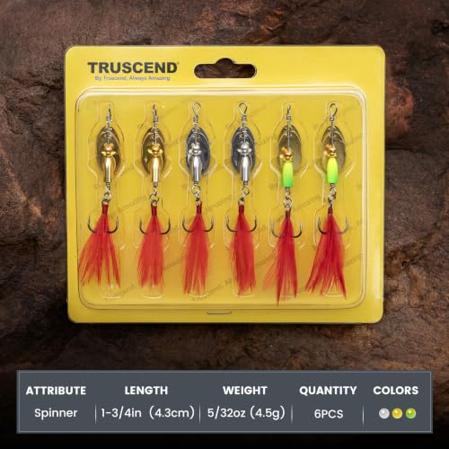 TRUSCEND Vibespinner Easy Catch Fishing Lures with BKK Hooks, Tail Spinner Baits with 4 Actions, Vibrating Swimming Flashing & Jigging for More Bites, Spoon Lures for Bass Trout Crappie Walleye Pike - color: B-5/32oz-1.7"