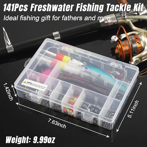 141pcs Surf Fishing Tackle Kit Saltwater Fishing Rigs Ocean Tackle Kit Various Accessories Include Slip Bobbers Bait Rigs Saltwater Lures Hooks Sinker Weights Swivel Bottom Rig