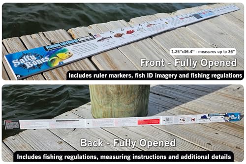 Salty Bones Florida Saltwater Lawstick - Double-Sided 36" Folding Fishing Ruler with Florida's Atlantic and Gulf Guidelines - Made in the USA - Updated for 2026