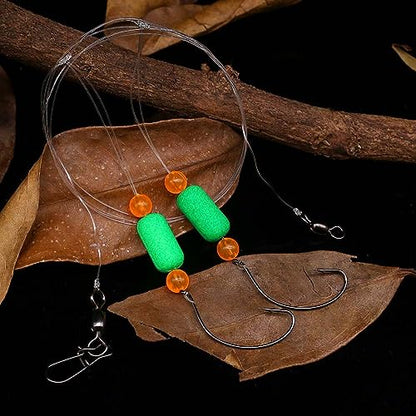 Pompano-Rigs-for-Surf-Fishing-Saltwater-Gear with Double Circle & Wide Gap Hook-6-Pack Surf Fishing Tackle - color: Green Floats 6-Pack, size: #2 Wide Gap Hook