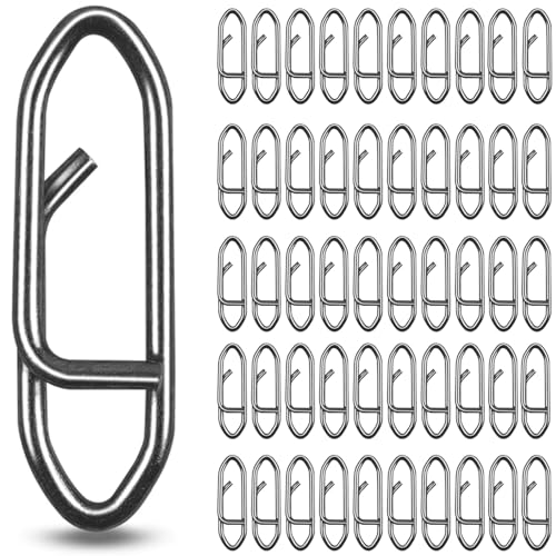 Fishing Snaps Power Clips,50pcs/100pcs Stainless Steel Speed Clip for Fishing Lure Quick Change,Crankbait Popper Lures Quick Snap Connector Tackle Saltwater Freshwater - size: Clips - Large 50pcs
