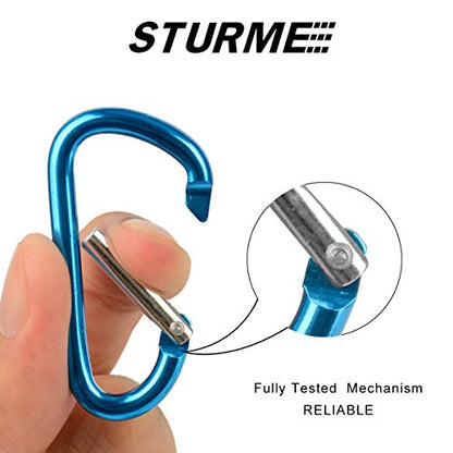 STURME 2" Aluminum D Ring Carabiners Clip D Shape Spring Loaded Gate Small Keychain Carabiner Clip Set Outdoor Camping Mini Lock Snap Hooks Spring Link Key Chain Durable Improved 24 PCS - color: Blue