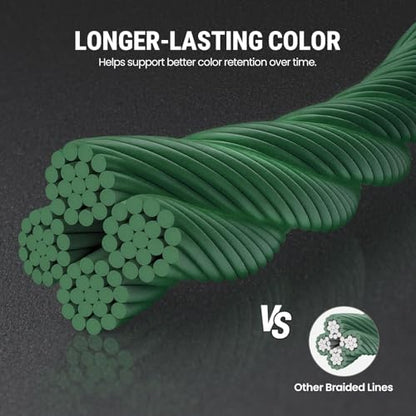 Piscifun Onyx Braided Fishing Line, Superline Abrasion Resistant Braided Lines, Zero Stretch Super Strong, Low Memory, Fast Water Cutting PE Fishing Lines, 6lb-150lb - color: Green, size: 20LB(0.18mm)-500Yds