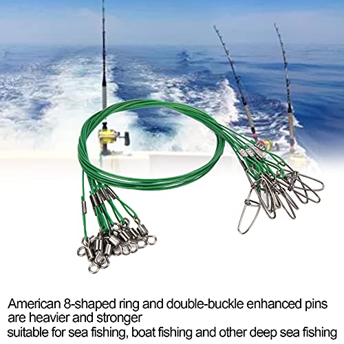 Anti Bite Fishing Line Steel Wire Leader with Rolling, Heavy Duty Fishing Wire Leash for Sea Enthusiasts - color: Green