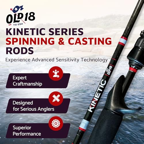 OLD18 Kinetic Rod - 30-Ton Carbon, Enhanced Sensitivity for Precision Strikes, Coated Stainless Guides, Ideal for Freshwater and Inshore Species - Split Grip for Comfort - size: 7'0"