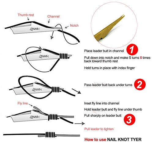 SAMSFX Fishing Stainless Steel Hook Tier, Knot Tying Tool, Loop Tyer, Hook Remover and Zinger Retractors Combo - color: Hook Tier with Red Grip