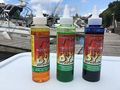 PAUTZKE'S High Octane Fire Dye - UV-Enhanced Bait Dye, Fishing Lure Dye for Live Bait, Suitable in Fresh or Saltwater, Great Fishing Lure Paint, Effective Minnow Dye, 4 Oz - color: Gold