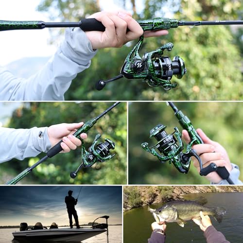 Sougayilang Berdea L Fishing Rod, 2-Piece IM6 Carbon Fiber Strong Casting & Spinning Rods for Bass, Trout, Walleye, Catfish - color: Spinning, size: 6'6" Medium- Fast- 2piece