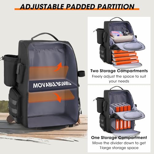 RAINSMORE Fishing Backpack with Rod Holders & Cooler 40L Water Resistant Tackle Backpack with Rain Cover Store Fishing Gear - color: Black
