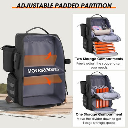 RAINSMORE Fishing Backpack with Rod Holders & Cooler 40L Water Resistant Tackle Backpack with Rain Cover Store Fishing Gear - color: Black