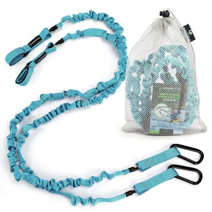 Gradient Fitness 2 Pack Kayak Paddle Leash, 5-8 Feet Stretchable Paddle Strap with Carabiner Secure Leash Lanyard Rope for SUP Kayak Canoe Paddle Fishing Pole Rod - color: Blue