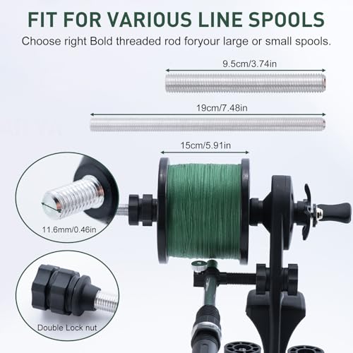 Goture Fishing Line Spooler for Fishing Reel, Fits Spools up to 5.9 in Fishing Spooler, Available in Two Lengths Fishing Reel Line Spooler, Adjustable Friction Machine Spooling Station System - color: Fishing Line Spooler