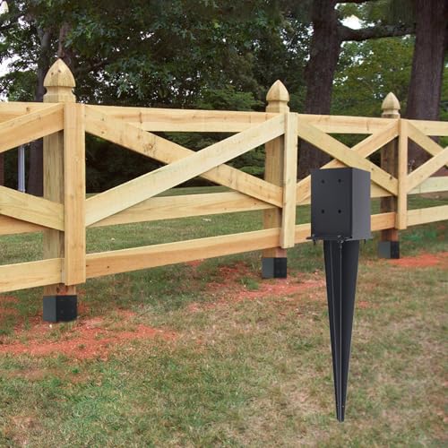 1 Pcs 22-inch 4"x4" Fence Post Anchor Ground Spike(Internal 3.6"x3.6") | Metal Post Stake Ground With Black Powder-Coated|Fence Stakes Post Base For Deck|Fence|Porch|Railing|Mailbox - size: 1, style: 4"x 4"