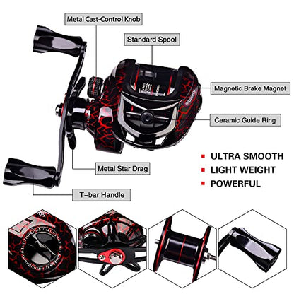 Fishing Rod and Reel Combo, 6.9ft Carbon Fiber Telescopic Fishing Pole with Spinning/Baitcasting Reel Combos, Sea Saltwater Freshwater Ice Bass Fishing Tackle Set Fishing Rods Kit - color: B:Baitcasting Combo 6.9FT+Left Handed Reel