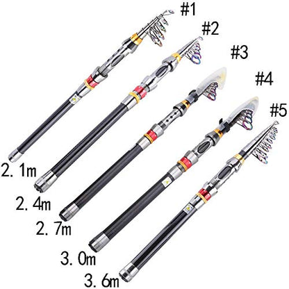Telescopic Fishing Rod,Portable Lightweight Compact Carbon Fiber Rod for Travelers Campers Fishing Trips Camping Adventures