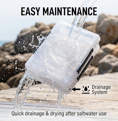 Fishing Lure Box Double-Sided: 3 Packs Large Saltwater Lure Storage Fishing Tackle Box for Crankbait Jerkbait Squid Jig Case Organizer - 18 Grids (Clear) - color: Clear