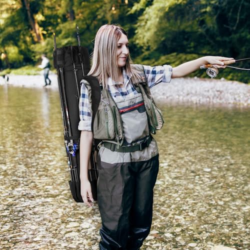 Fishing Pole Bag Rod Case, Folding Fishing Pole Bag Fishing Gear - color: Black