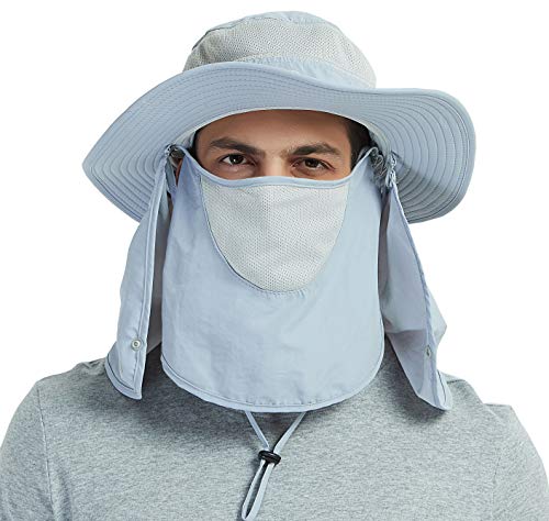 DDYOUTDOOR™ 07-281 Fashion Summer Outdoor Sun Protection Fishing Cap Neck Face Flap Hat Wide Brim - color: Gray