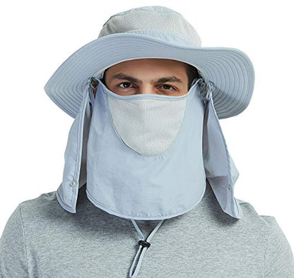 DDYOUTDOOR™ 07-281 Fashion Summer Outdoor Sun Protection Fishing Cap Neck Face Flap Hat Wide Brim - color: Gray