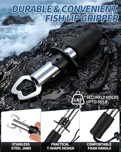Fishing Tool Kit - Fishing Pliers, Hook Remover, Fish Gripper，Fish Scale, Fish Knife, Saltwater Fishing Gear with Sharpeners, Best Gifts for Men - color: Orange with scale