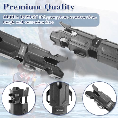 6 Pcs Mecha Boats Fishing Rod Holders,Wall Mounted Fishing Rod Holder Bracket Tube for Kayak with Screws,Ball Bungee Cords,Fishing Rod Storage Tubes for Boats,Cooler,Kayak,Crate,Garage,Trailer,Truck