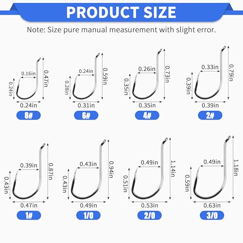 Octopus Fishing Hooks-120pcs Sport Circle Hooks Octopus Beak Offset Fishing Hooks Black High Carbon Steel Fishing Jig Hooks Barbed Fishhook for Saltwater Bass Trout Size8#-9/0 - size: 150pcs-2#