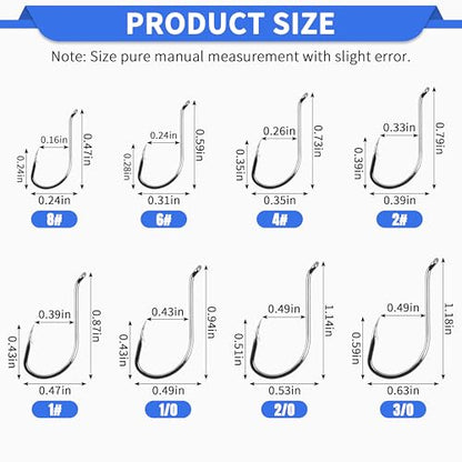 Octopus Fishing Hooks-120pcs Sport Circle Hooks Octopus Beak Offset Fishing Hooks Black High Carbon Steel Fishing Jig Hooks Barbed Fishhook for Saltwater Bass Trout Size8#-9/0 - size: 120pcs-8/0