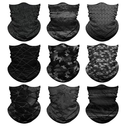 Venswell Neck Gaiter Face Mask Men Women,Seamless Bandana Rave Face Cover Scarf Mask,Balaclava,Headband, Head Wrap,Headwear - color: B-black Gray Series 3