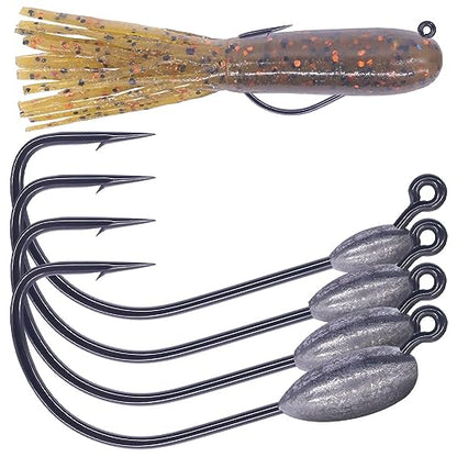 XFISHMAN-Tube-Jig-Heads-for-Bass-Fishing-Tube-Bait-Hooks 1/16oz 1/8oz 3/16oz 1/4oz (12-Pack) - color: 4/0 Hooks, size: 1/4oz(12-Pack)