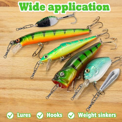 25Pcs Fishing Speed Clips for Fishing Lures Quick Change Fishing Snap Ball Bearing Swivel Power Clips Top Water Speed Clips Freshwater Saltwater Crankbait Popper Lure Quick Snaps Connector Tackle 44lb