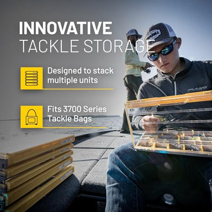 Plano EDGE 3700 Premium Thin Tackle Utility Box, Clear and Yellow, Waterproof and Rust-Resistant Bait and Tackle Box Storage Organization - style: 3700 Thin