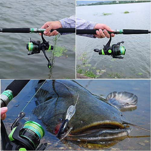 Sougayilang Catfish & Inshore Spinning Combo – 30LB Drag, 4.7:1, 13+1 Bearings, 2-Piece Medium Heavy Rod for Catfish, Striper, Redfish, Carp – Bottom Fishing - color: B-Spin7'0''-5000
