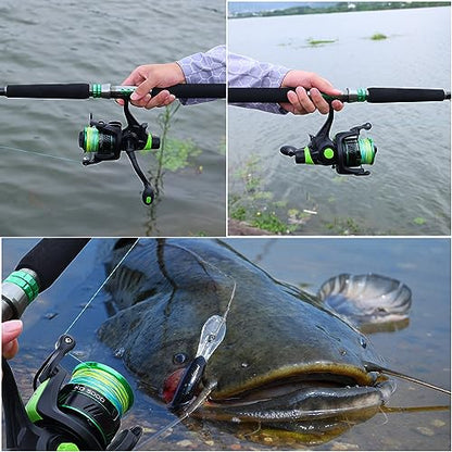 Sougayilang Catfish & Inshore Spinning Combo – 30LB Drag, 4.7:1, 13+1 Bearings, 2-Piece Medium Heavy Rod for Catfish, Striper, Redfish, Carp – Bottom Fishing - color: B-Spin8'0''-5000