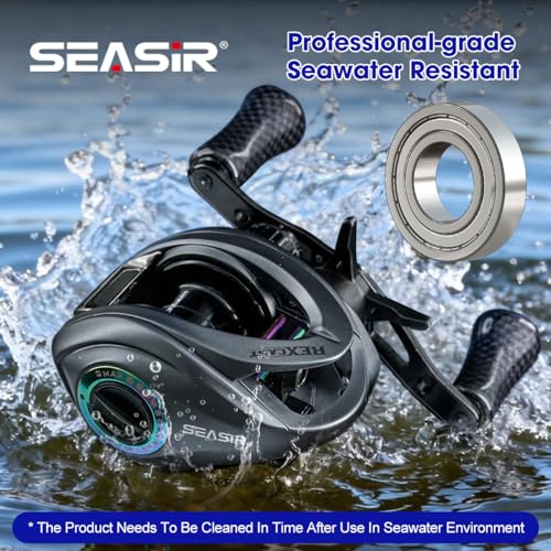 SEASIR Rexcast DC Baitcaster Reel, 3 Modes Digital Control | 7.2oz, Max Drag 24LB, 7.3:1, Ultralight Fishing Reel Freshwater Saltwater, 6+1 BB, Aluminum Handle, Drag Clicker, Grey
