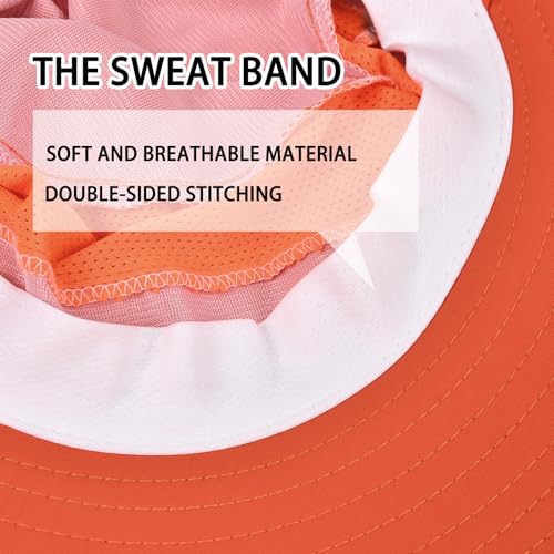 Sun Hats for Men Women Fishing Hat UPF 50+ Breathable Wide Brim Bucket Hats Summer UV Protection Safari Hat with Neck Flap - color: Orange