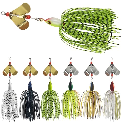 Fishing Buzzbait Lures Bass Spinnerbait Kit Buzz Bait Multicolor Swimbait Metal Jig Lure for Bass Pike Trout Fishing - color: A- 6pcs