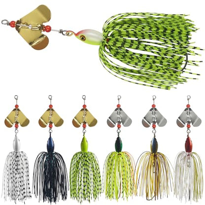 Fishing Buzzbait Lures Bass Spinnerbait Kit Buzz Bait Multicolor Swimbait Metal Jig Lure for Bass Pike Trout Fishing - color: A- 6pcs