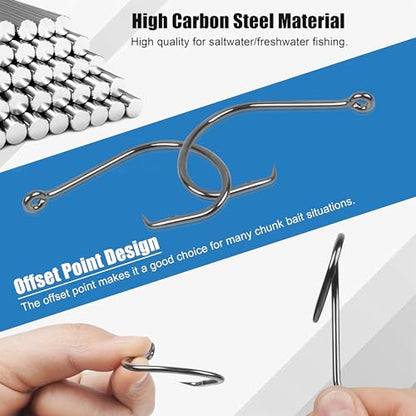 Circle Hooks Saltwater,100pcs Catfish Hooks Offset Circle Octopus Fishing Hooks High Carbon Steel 2X Strong Barbed Fishhooks for Bass Trout Freshwater Saltwater - size: 100pcs-6/0