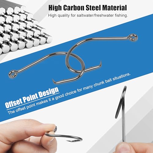 Circle Hooks Saltwater,100pcs Catfish Hooks Offset Circle Octopus Fishing Hooks High Carbon Steel 2X Strong Barbed Fishhooks for Bass Trout Freshwater Saltwater - size: 100pcs-8/0