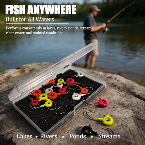 40 Pcs Crappie Jigs Kit, Scent Holder Crappie Jig Heads for Bass Panfish Walleye Fishing, 1/8oz, 1/16oz - color: 1/8oz - 40 Pcs
