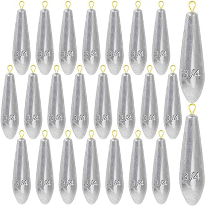 Landhoow Drop Shot Fishing Sinker Weights Kit Freshwater Catfishing Fishing Sinker Bass Casting Removable Line Saltwater Streamlined Snap Weight for Trolling Surf Tackle - size: 3/4 oz