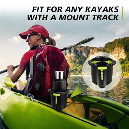 Hikeen Kayak Cup Holder with Rubber Tab, Multi-Functional Cup Holder for Kayak Water Bottle Holder, Drinks Holder, Fishing Tool, Lures Storage, Kayak Track Mount Install - style: 2Pack