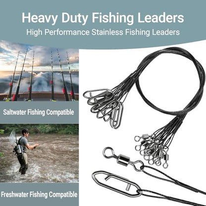 AMYSPORTS Steel Rigs Fishing Leaders Wire Stainless Lures Fishing Leader Heavy High Strength Wire Leaders Saltwater Black Nickel - size: #4 (11.8in-50lb) 30pcs