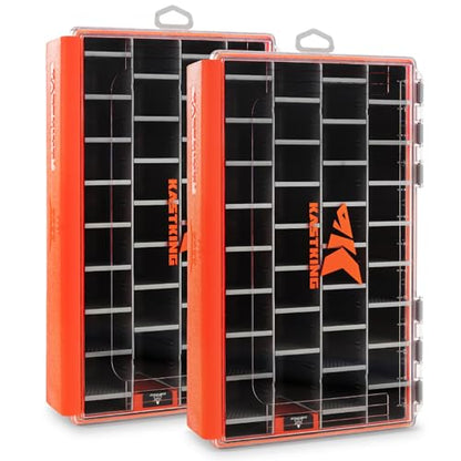 KastKing HyperSeal Waterproof Tackle Box, 3700 Deep Tackle Trays, Fishing Tackle Box Organizer With Removable Dividers, Fishing Gear & Fishing Accessories Storage, 2 Packs - size: 3700 Deep(2 Packs with compartment)