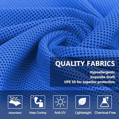 Amgico 10 Pack Cooling Towel 40"X12", Cooling Towels for Hot Weather, Instant Cooling Soft Breathable Quick Dry Microfiber Towel for Summer, Hiking, Golf, Travel, Beach, Gym, Camping & More - color: 2 Sky Blue/2 Navy Blue/2 Dark Gray/2 Maroon/2 Black