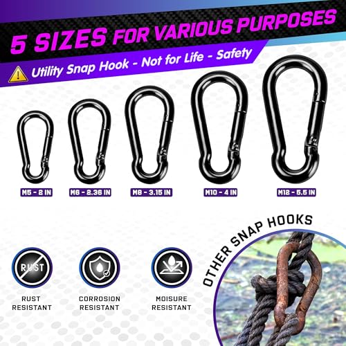 PAMAZY 2Pcs 5.5In Spring Snap Hooks 1000LBS Capacity, Utility Hook Clip, Heavy Duty Rope Connector, Quick Link Snap Hooks for Indoor & Outdoor, Hanging, Camping, Fishing - size: 2Pcs 5.5In