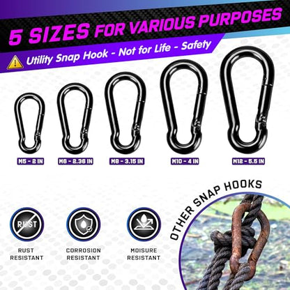PAMAZY 2Pcs 5.5In Spring Snap Hooks 1000LBS Capacity, Utility Hook Clip, Heavy Duty Rope Connector, Quick Link Snap Hooks for Indoor & Outdoor, Hanging, Camping, Fishing - size: 2Pcs 5.5In