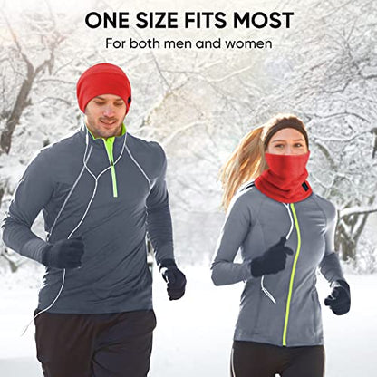 TICONN Neck Gaiter Face Cover Scarf, Neck Warmer Breathable Sun & Wind-proof for Skiing Fishing Hiking Cycling - color: Candy Red-2pk, style: Fleece