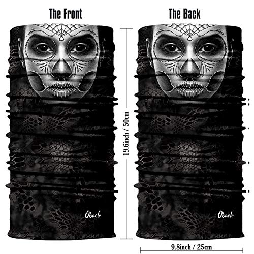 Obacle Skull Face Mask for Women Dust Wind Sun Protection Rave Festival Riding - color: Gray Net Face Black Nose